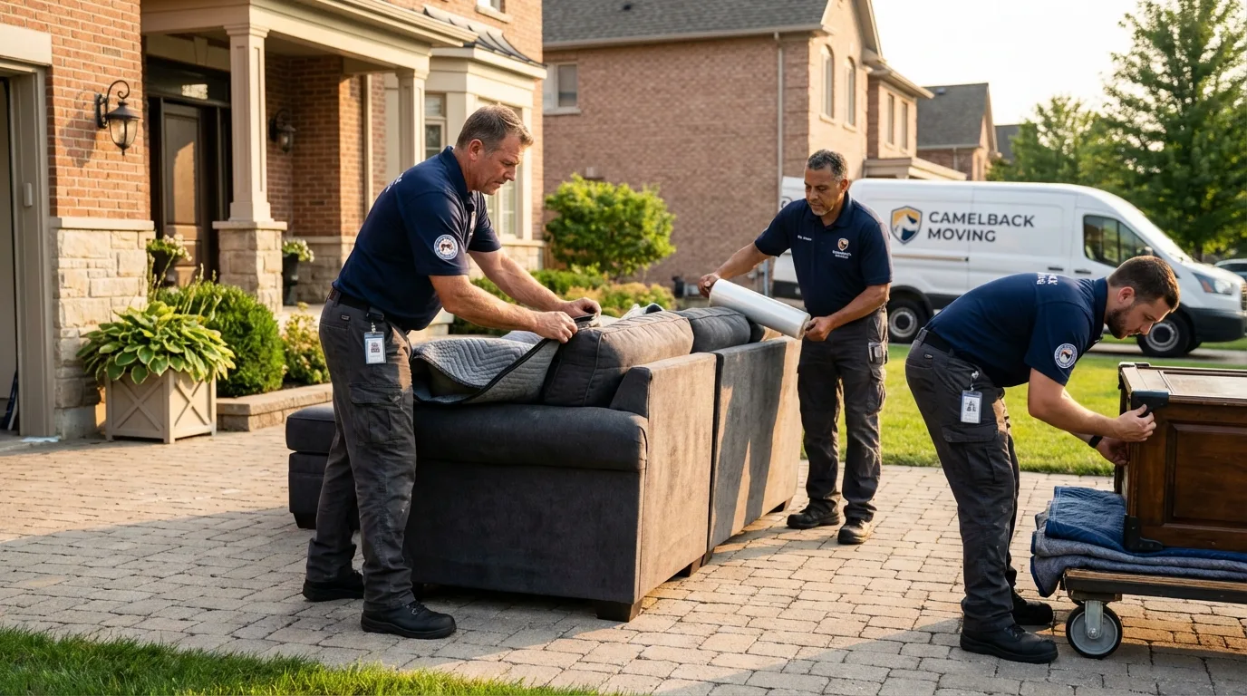 Large estate moving crew wrapping furniture in North Hero, VT